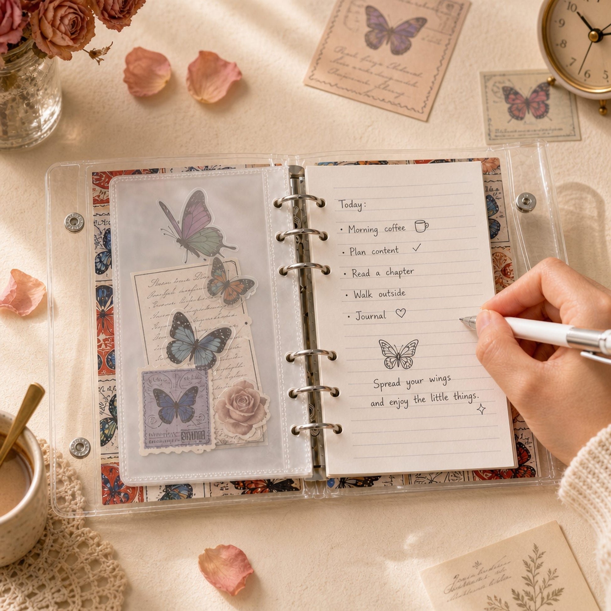A6 Refillable Shaker Binder - Vintage Butterfly detail image