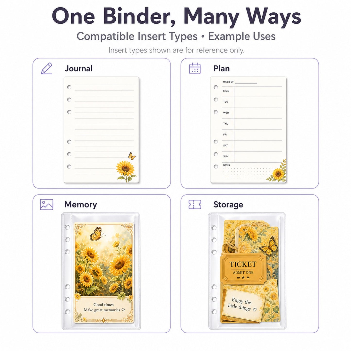 A6 Refillable Shaker Binder - Sunflower detail image