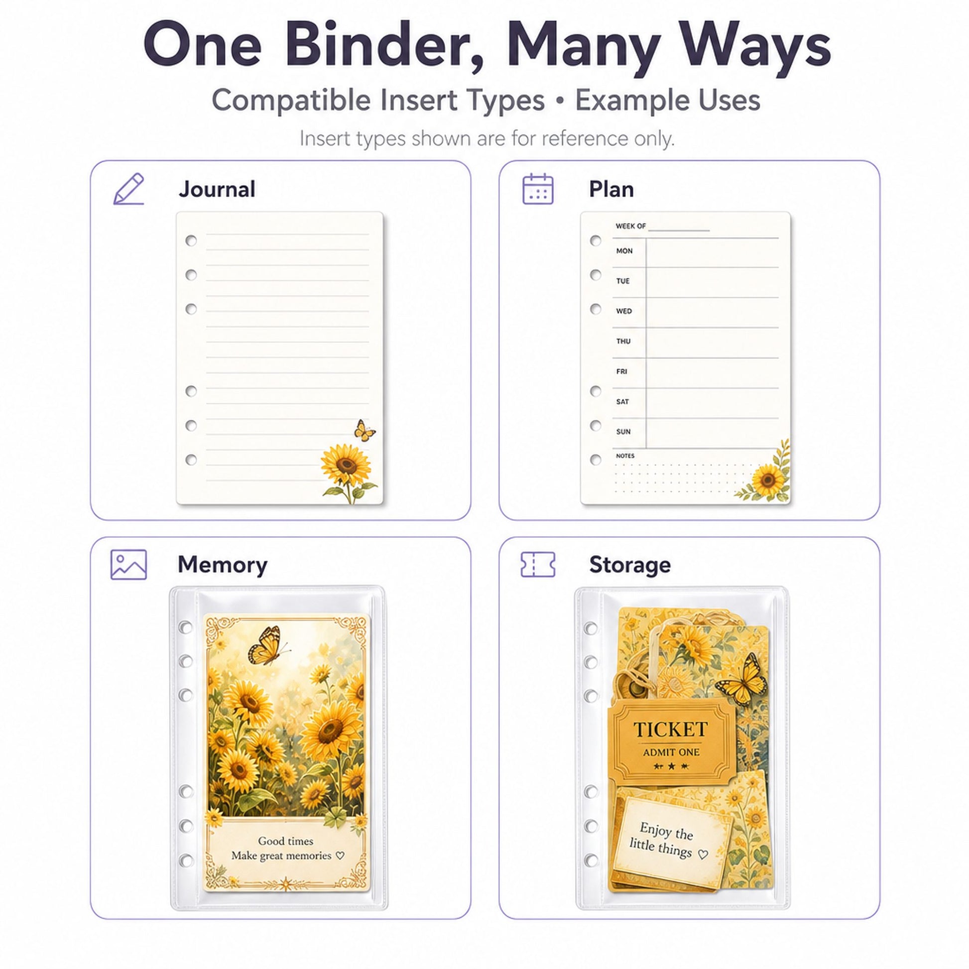 A6 Refillable Shaker Binder - Sunflower detail image