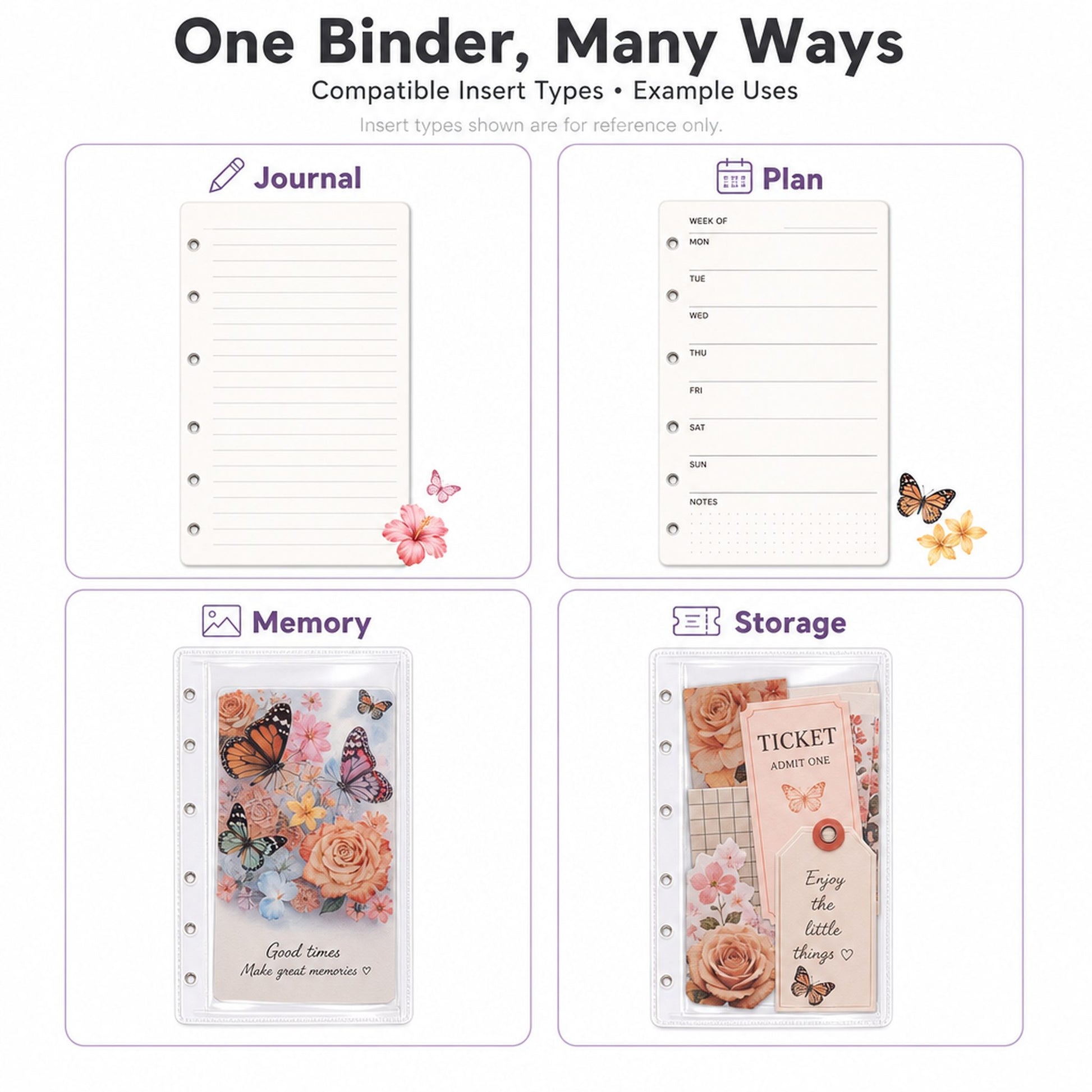 A6 Refillable Shaker Binder - Vintage Butterfly detail image
