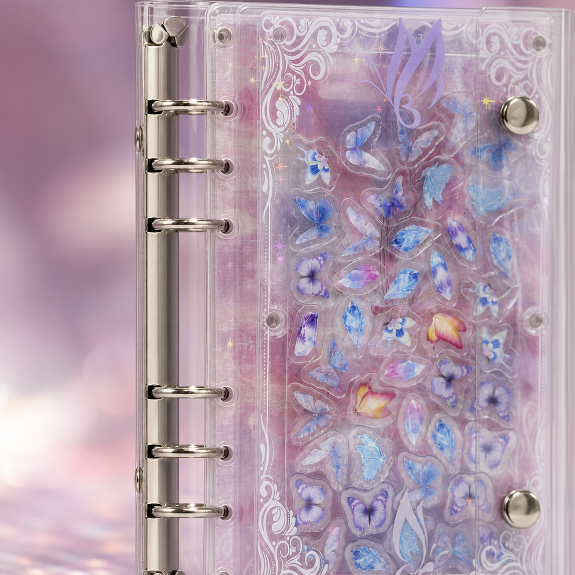 Acrylic Shaker Notebook - White Butterfly detail image