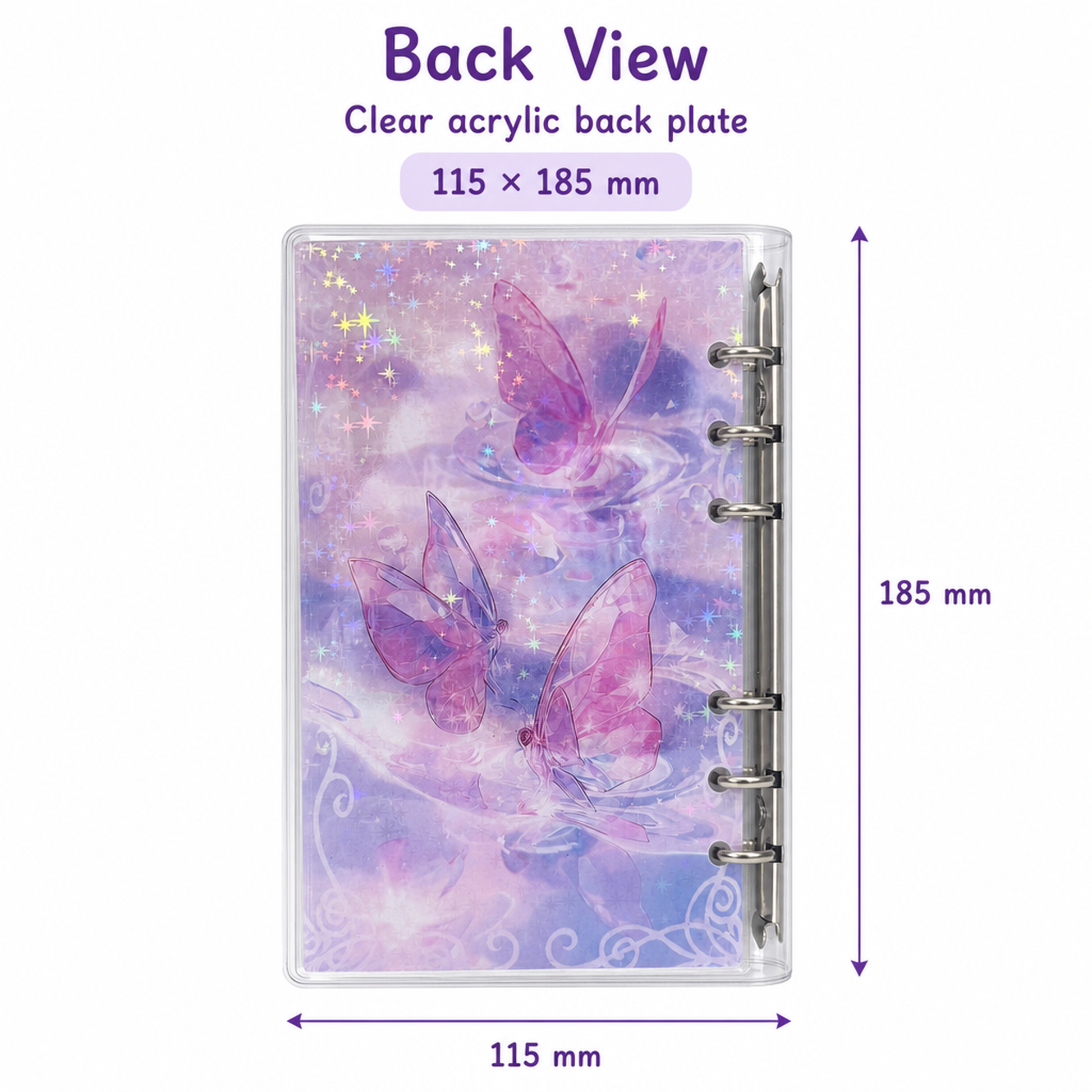 Acrylic Shaker Notebook - White Butterfly detail image
