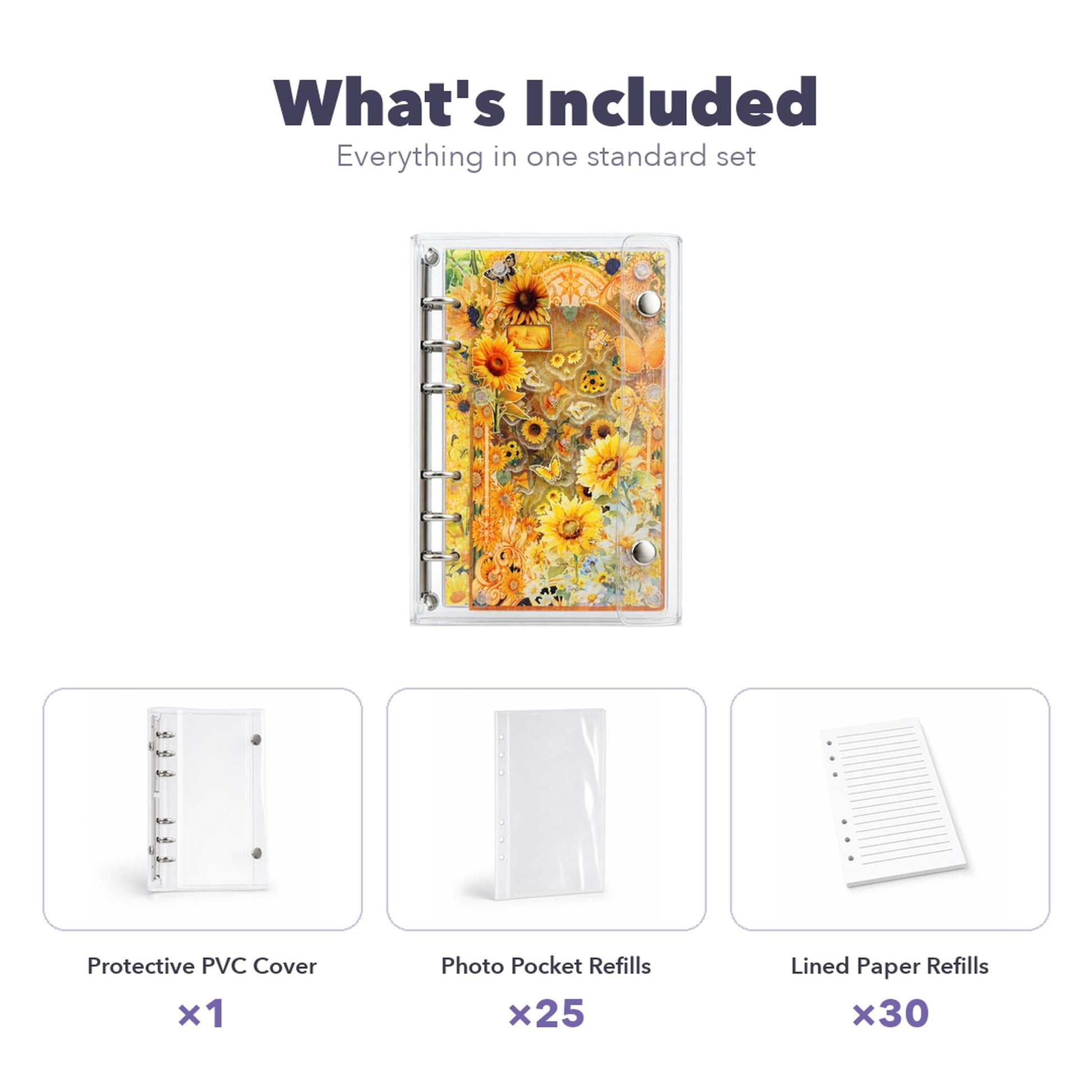 A6 Refillable Shaker Binder - Sunflower detail image