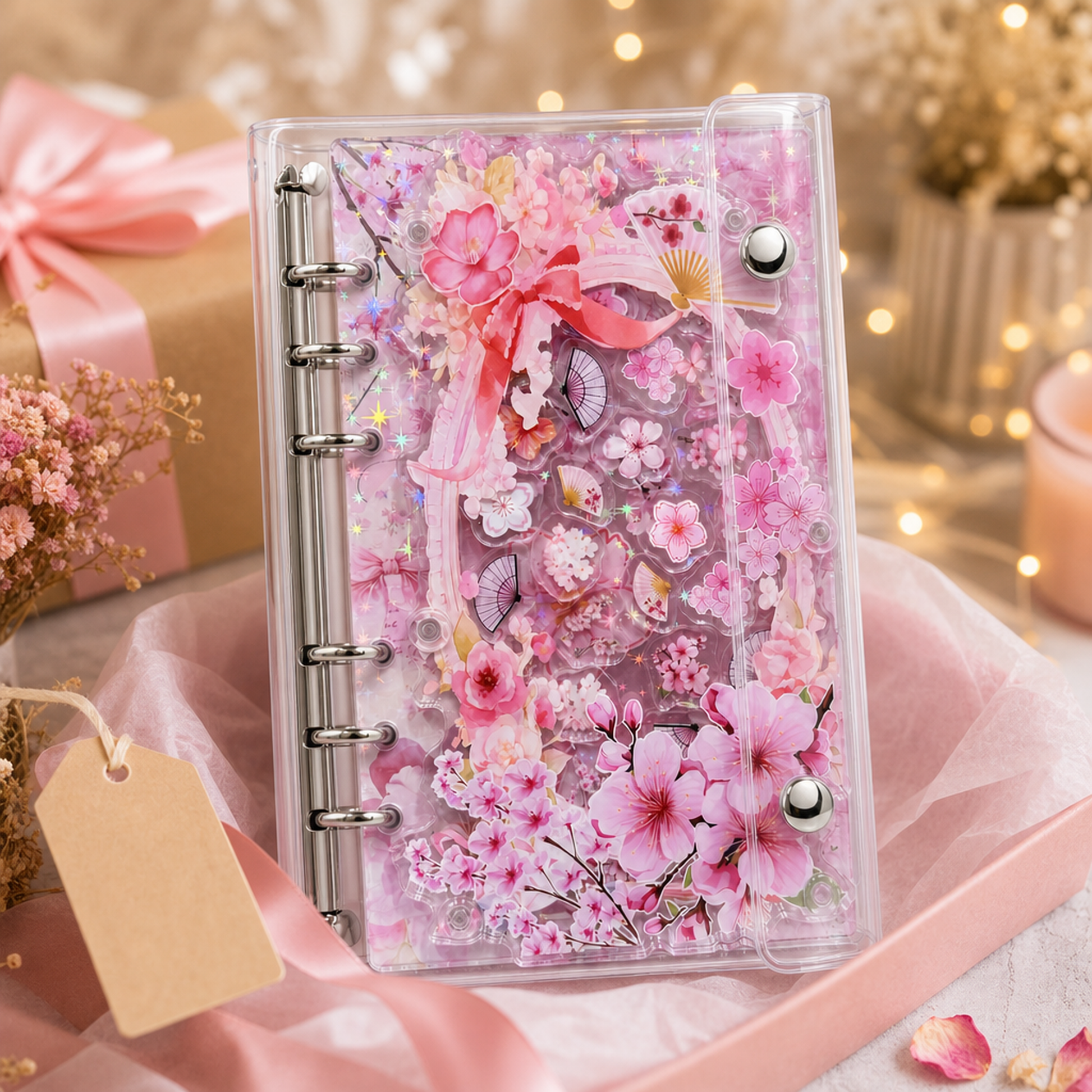 Acrylic Shaker Notebook - Cherry Blossom detail image