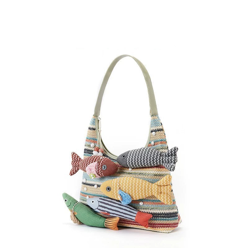 Tote bag woven large capacity one-shoulder underarm daily commuting all-match bag