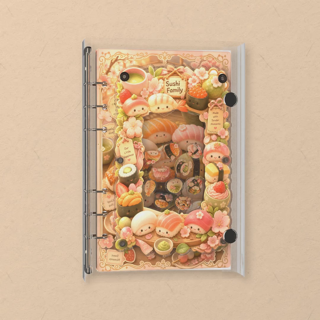 Sushi Family shaker notebook: the charms tumble when you shake it