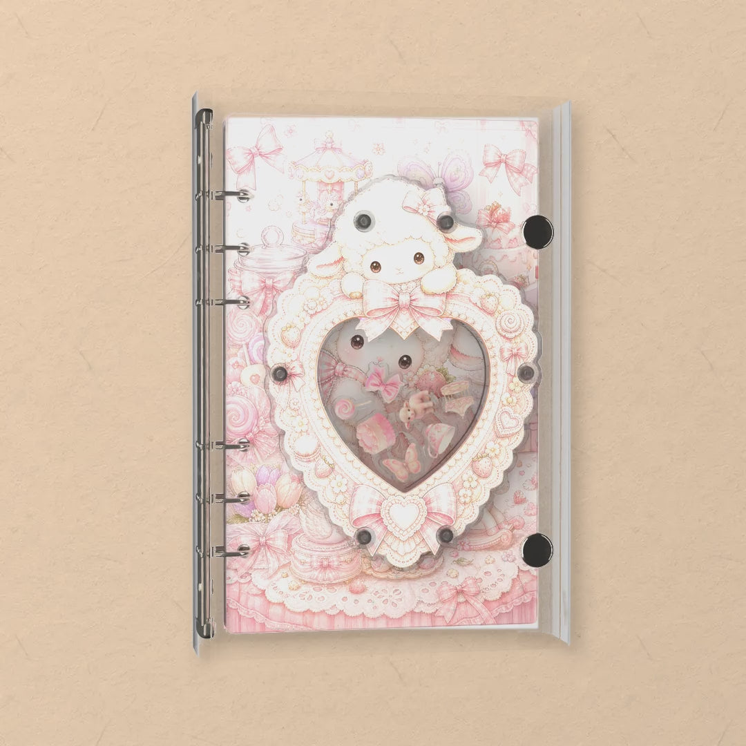 Pink Lamb Sweetheart shaker notebook: the charms tumble when you shake it