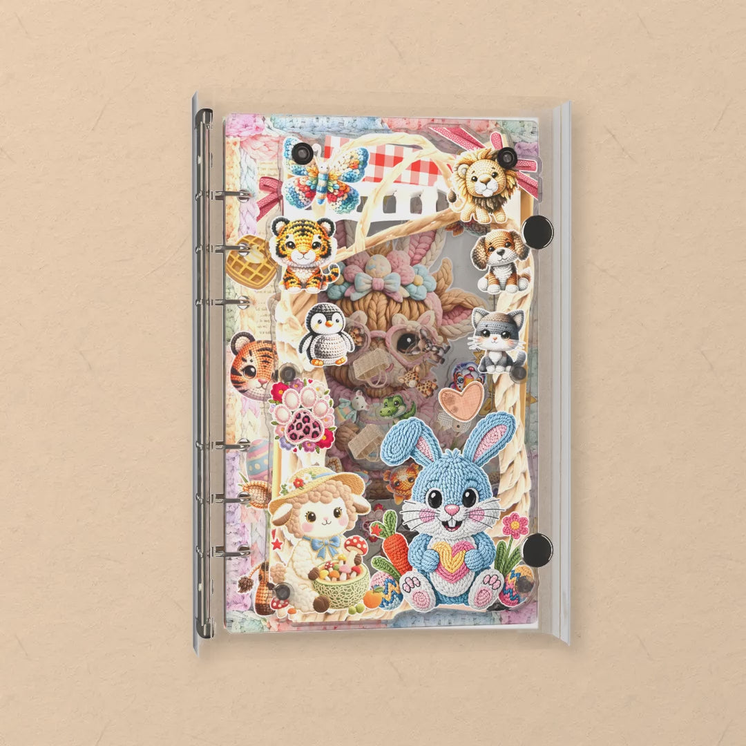 Crochet Animal Pals shaker notebook: the charms tumble when you shake it