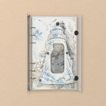 White Lighthouse shaker notebook: the charms tumble when you shake it