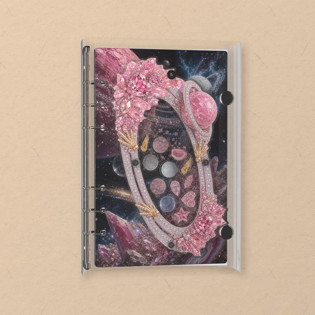 Pink Diamond Planet shaker notebook: the charms tumble when you shake it