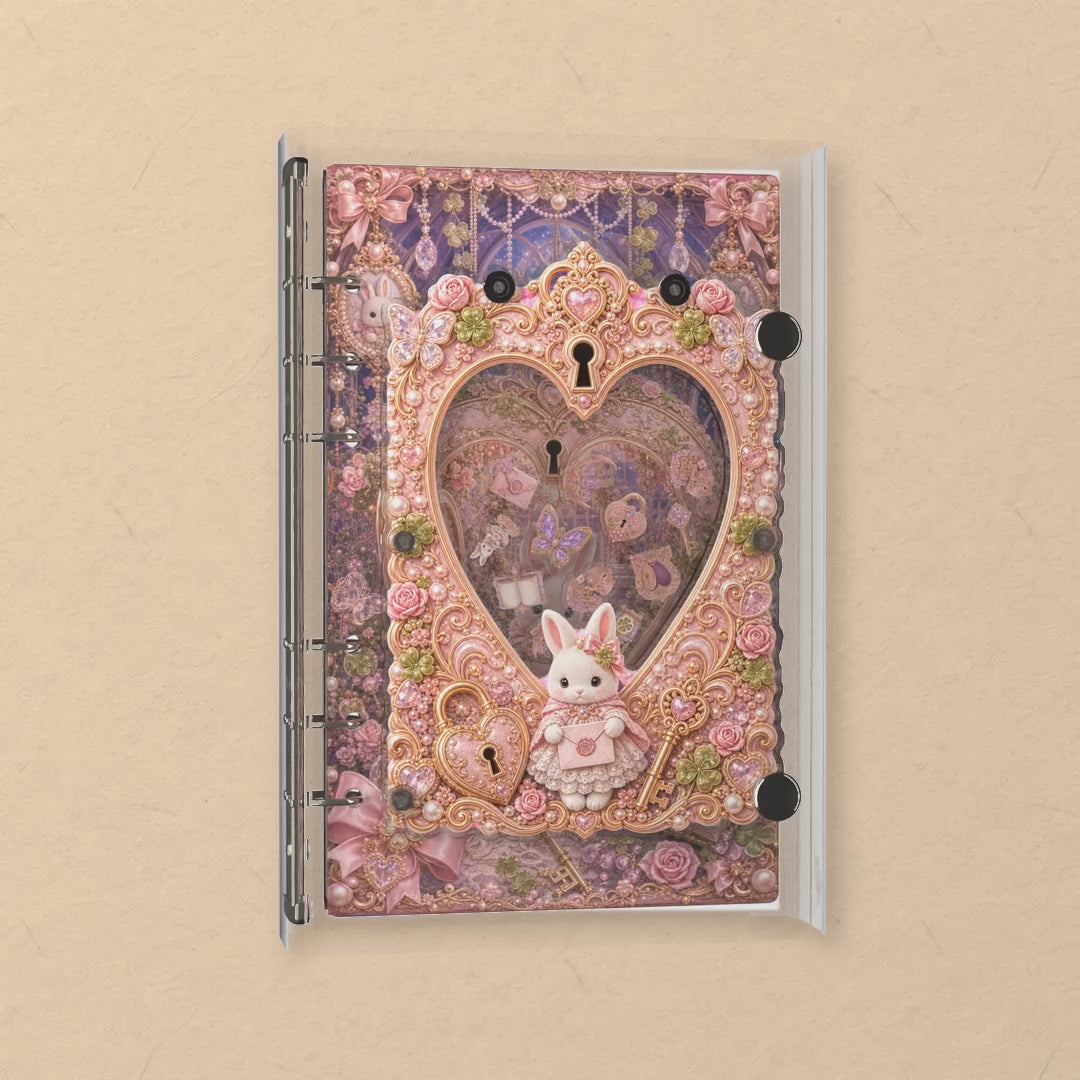 Heart Gate Bunny shaker notebook: the charms tumble when you shake it