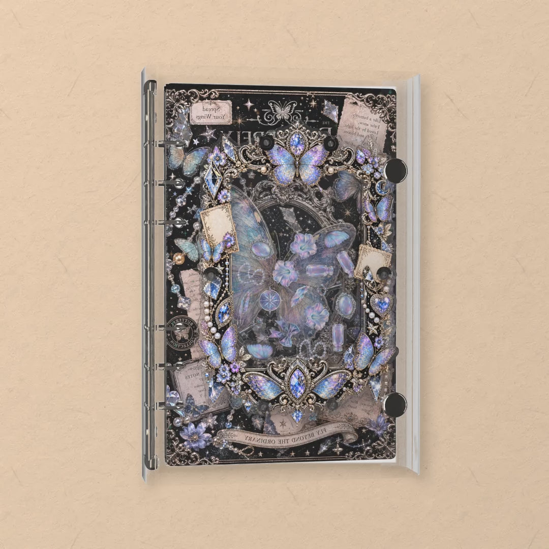 Iridescent Butterfly shaker notebook: the charms tumble when you shake it