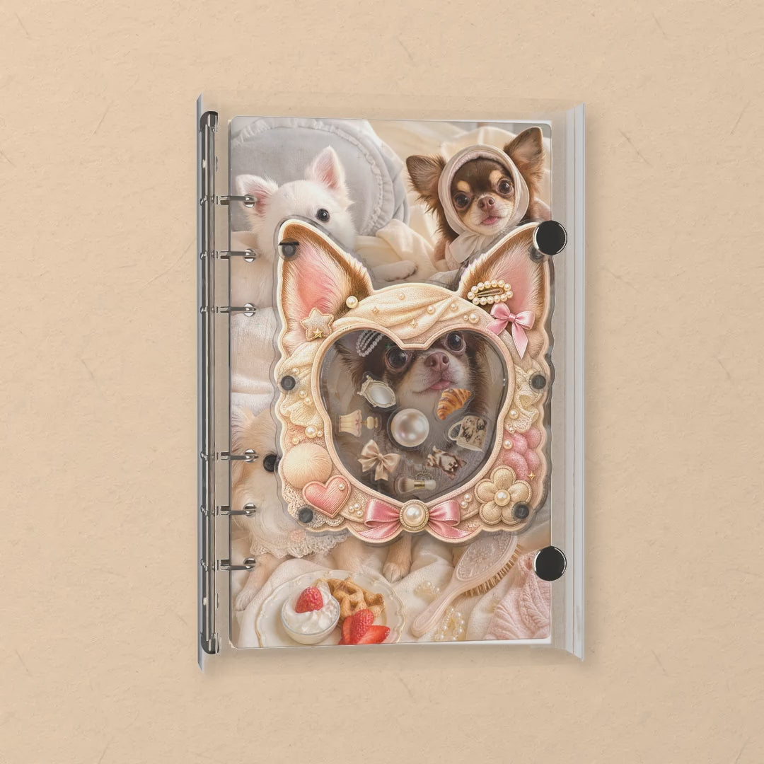 Fluffy Chihuahua shaker notebook: the charms tumble when you shake it