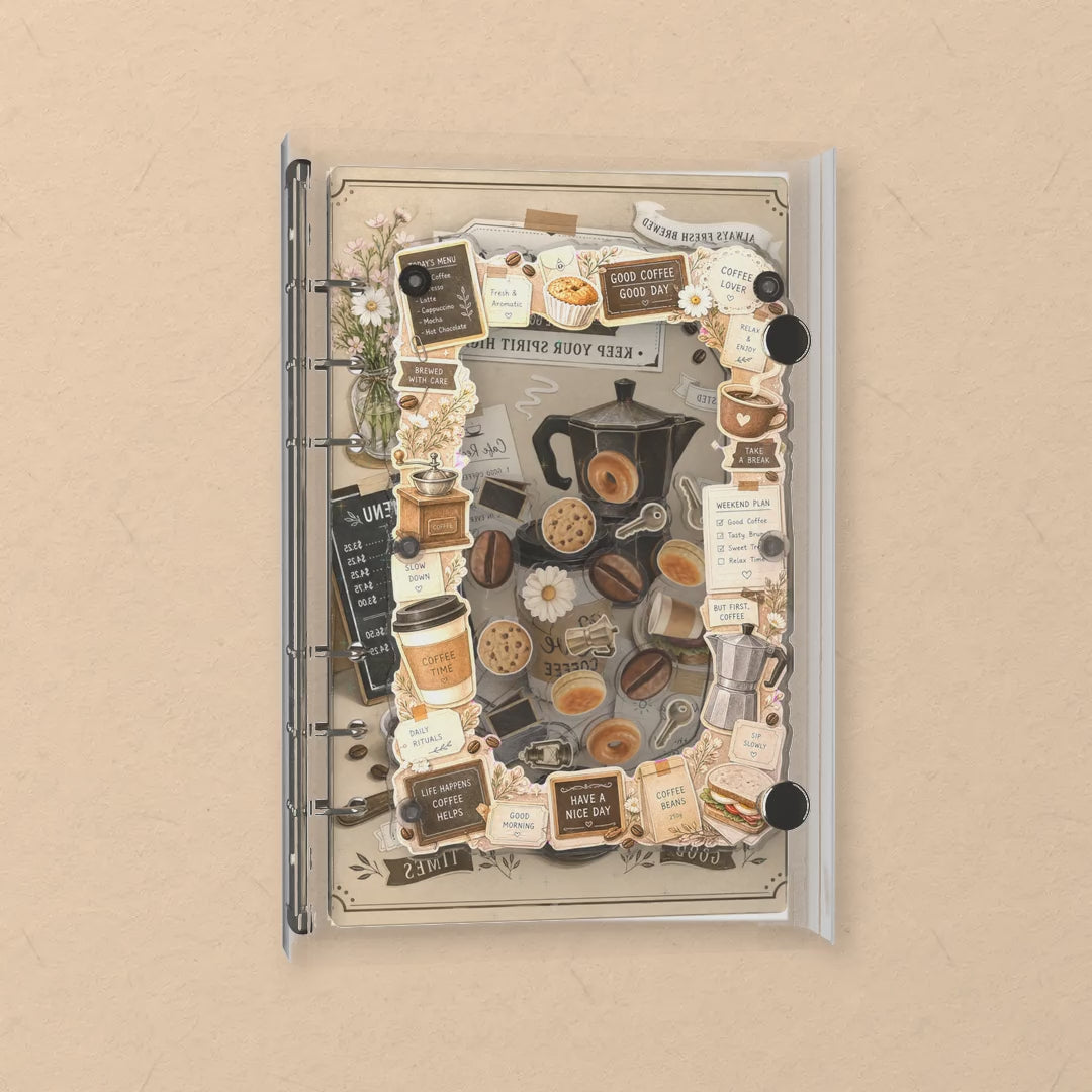 Cafe Breakfast shaker notebook: the charms tumble when you shake it