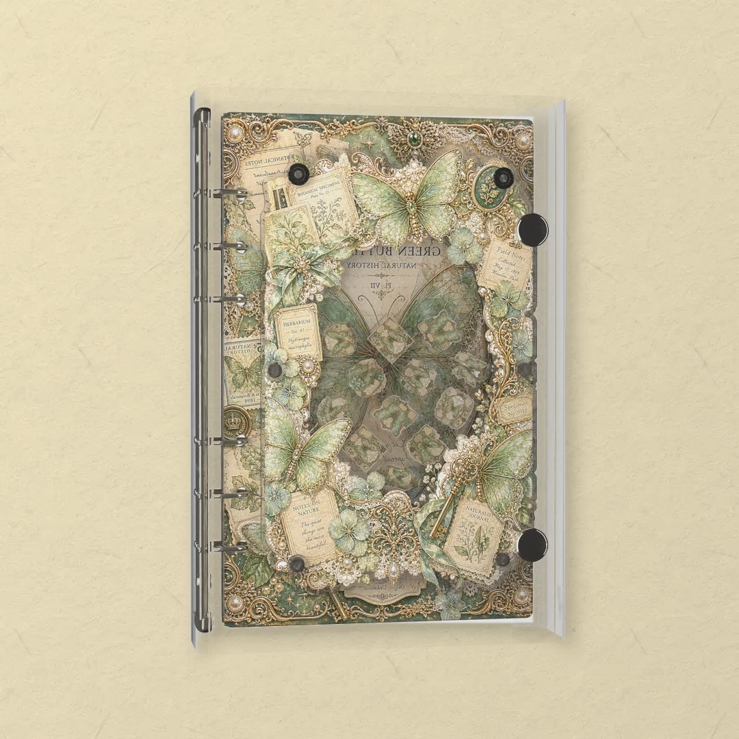 Emerald Butterfly shaker notebook: the charms tumble when you shake it