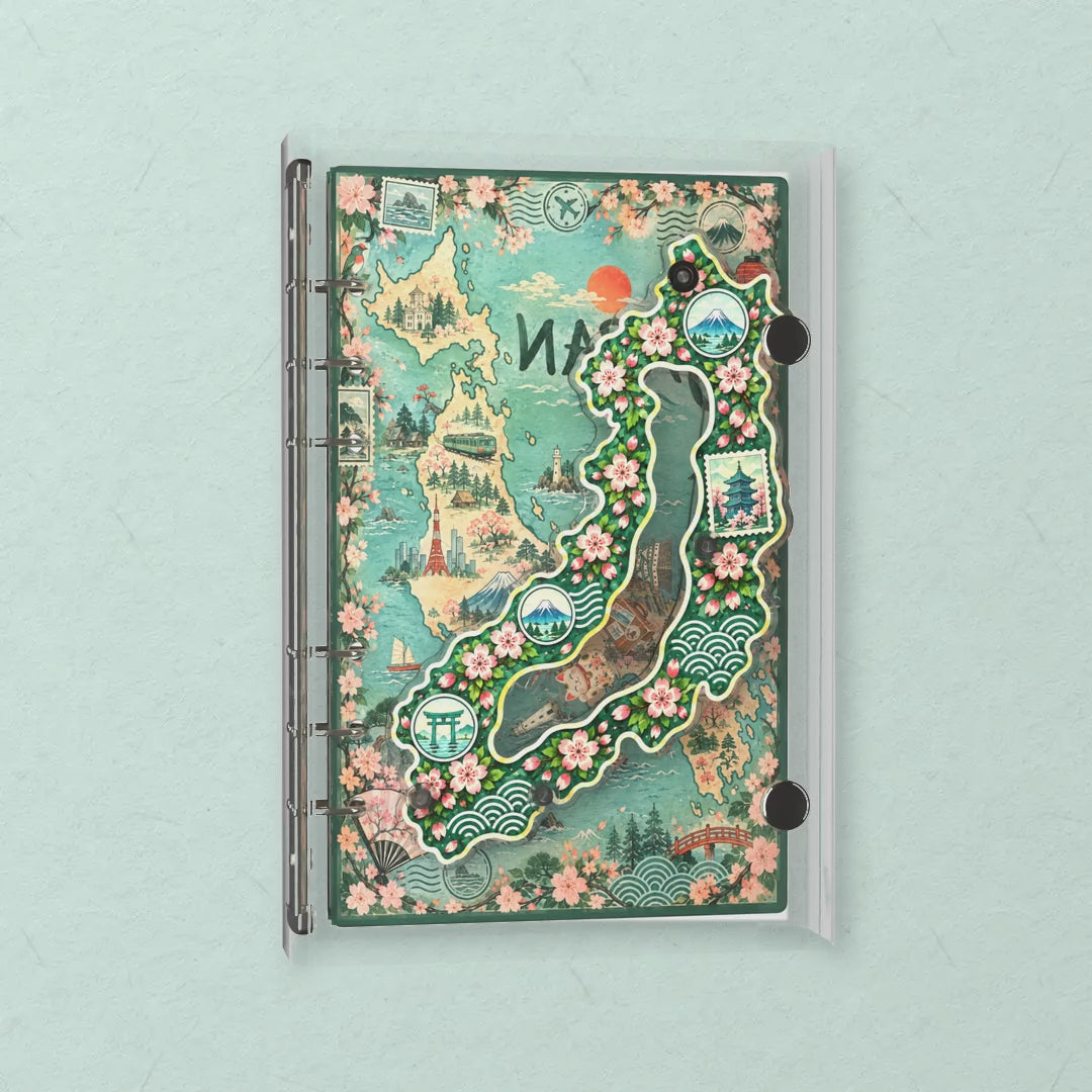 Sakura Japan Map shaker notebook: the charms tumble when you shake it
