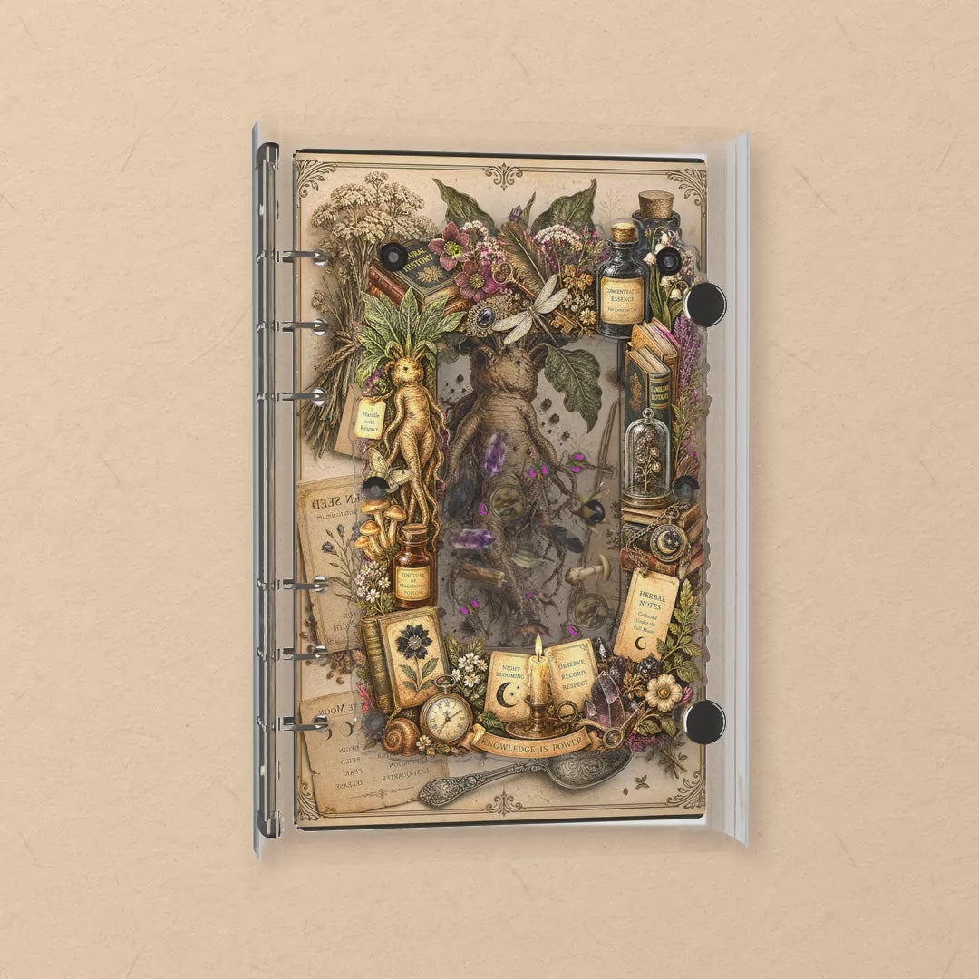 Mandrake Root shaker notebook: the charms tumble when you shake it