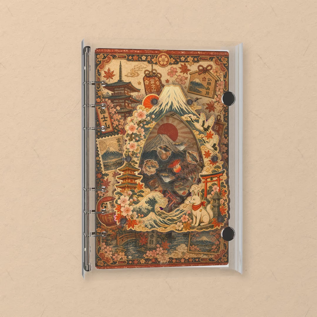 Fuji & Great Wave shaker notebook: the charms tumble when you shake it