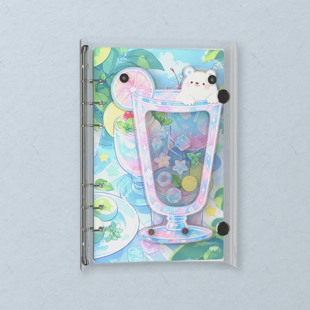 Summer Bear Drinks shaker notebook: the charms tumble when you shake it