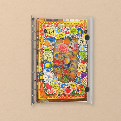 Fruit Market Stickers shaker notebook: the charms tumble when you shake it