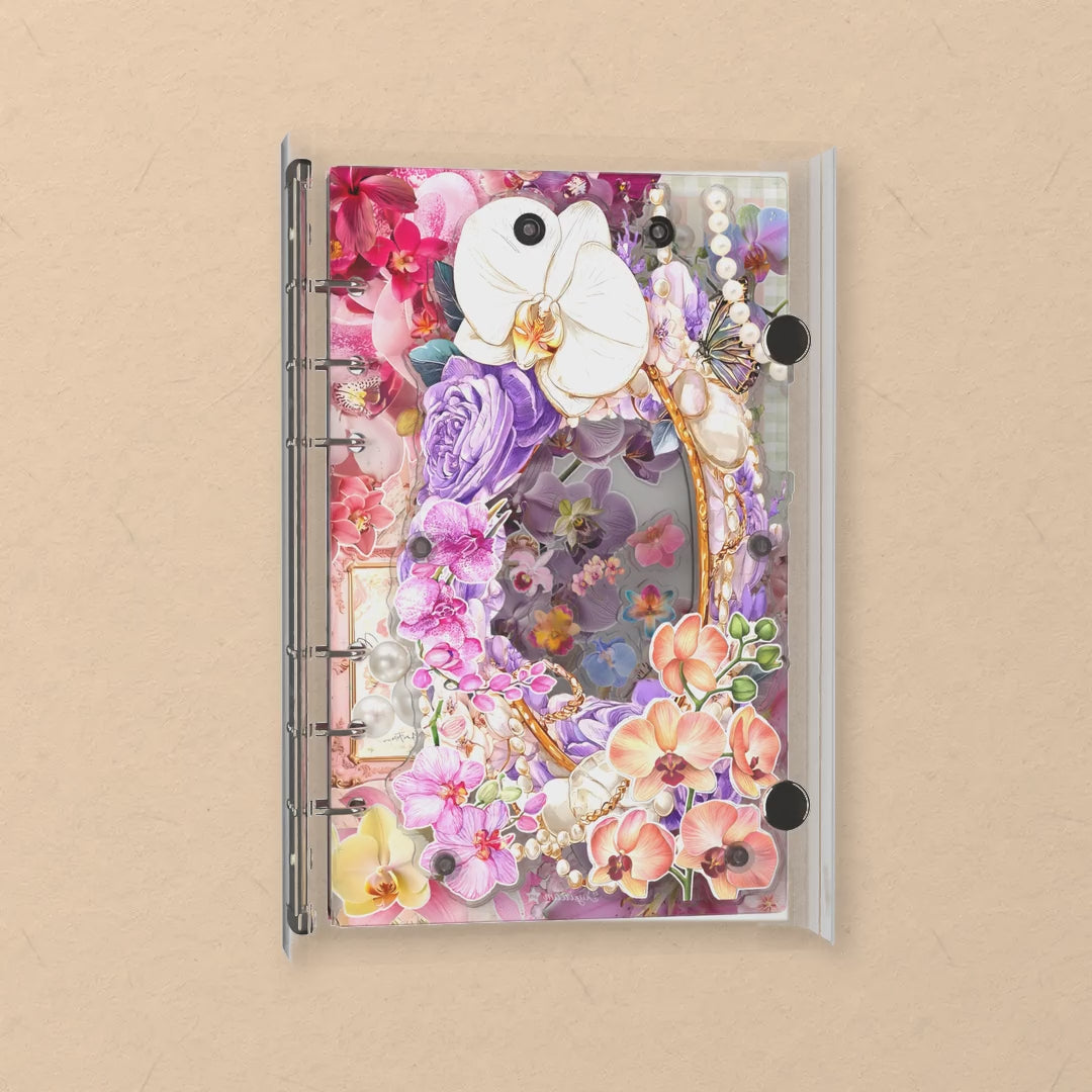 Purple Orchids shaker notebook: the charms tumble when you shake it