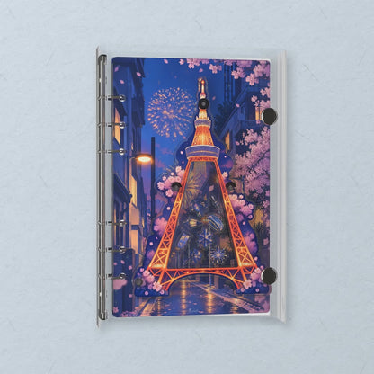 Tokyo Tower Night shaker notebook: the charms tumble when you shake it