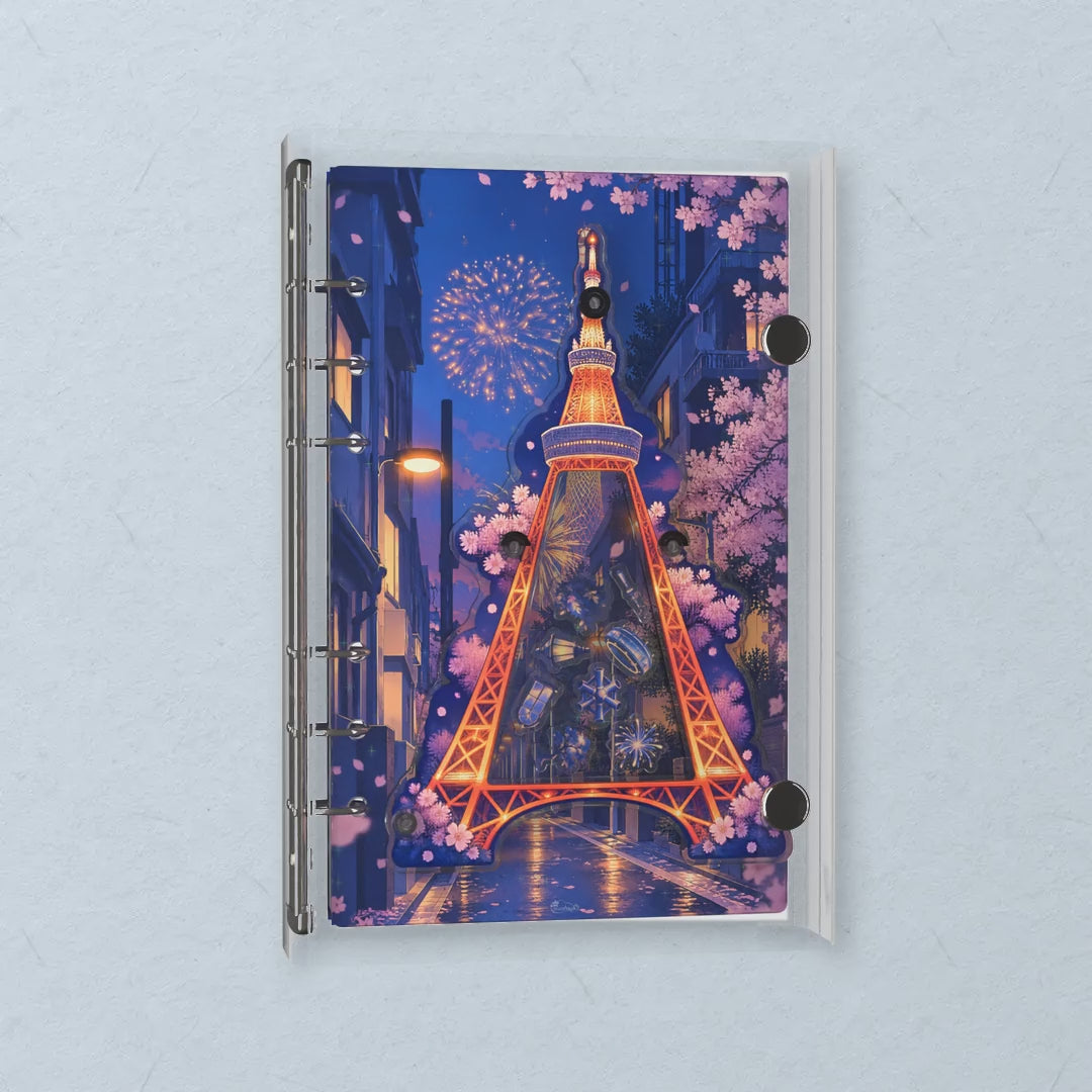 Tokyo Tower Night shaker notebook: the charms tumble when you shake it