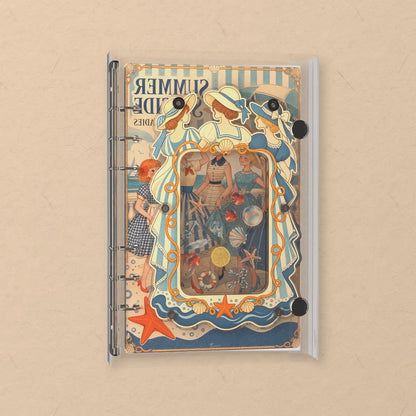 Retro Seaside Sisters shaker notebook: the charms tumble when you shake it