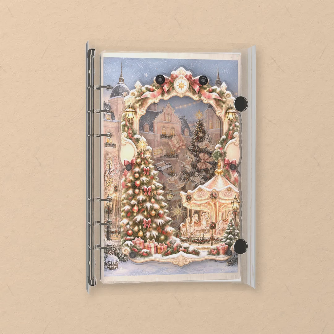 Snowy Carousel shaker notebook: the charms tumble when you shake it