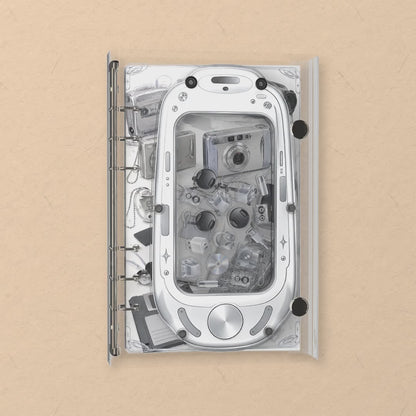 Retro Camera Collage shaker notebook: the charms tumble when you shake it