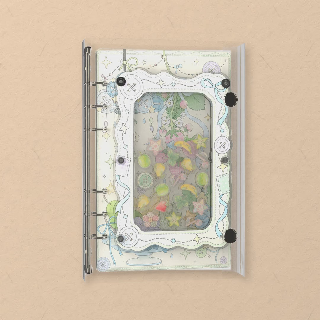 Pastel Fruit Patches shaker notebook: the charms tumble when you shake it