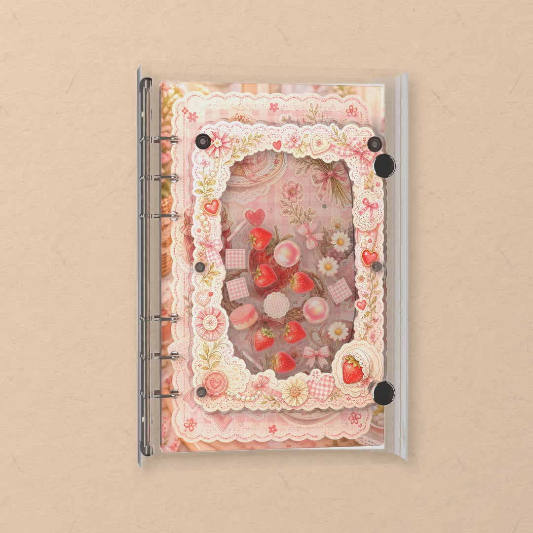Strawberry Picnic Party shaker notebook: the charms tumble when you shake it