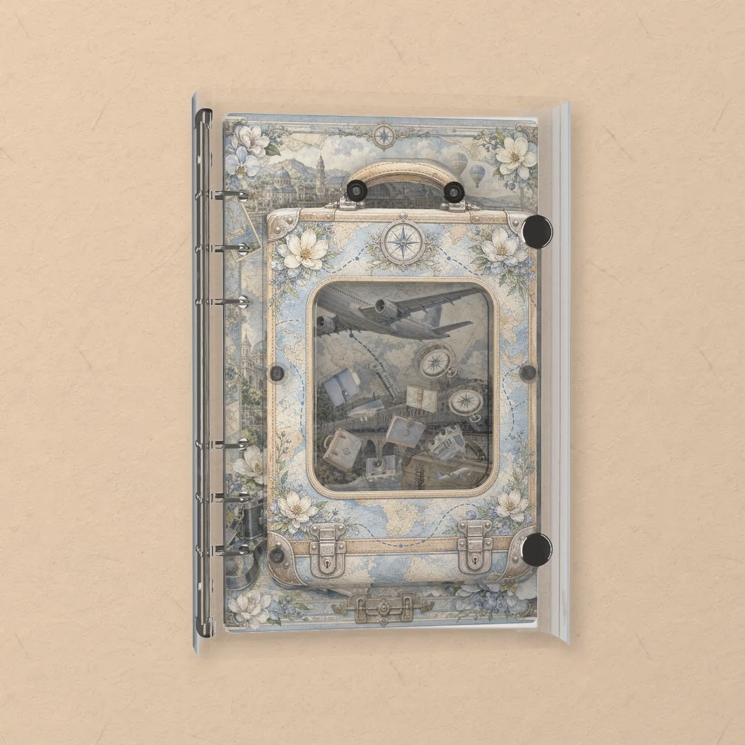 Vintage Suitcase Atlas shaker notebook: the charms tumble when you shake it