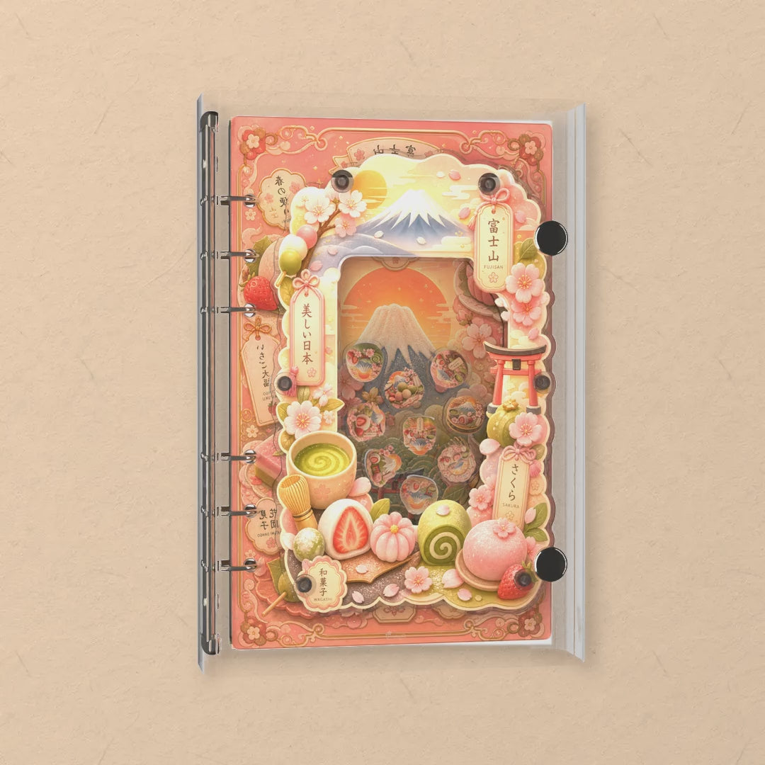 Fuji Wagashi shaker notebook: the charms tumble when you shake it