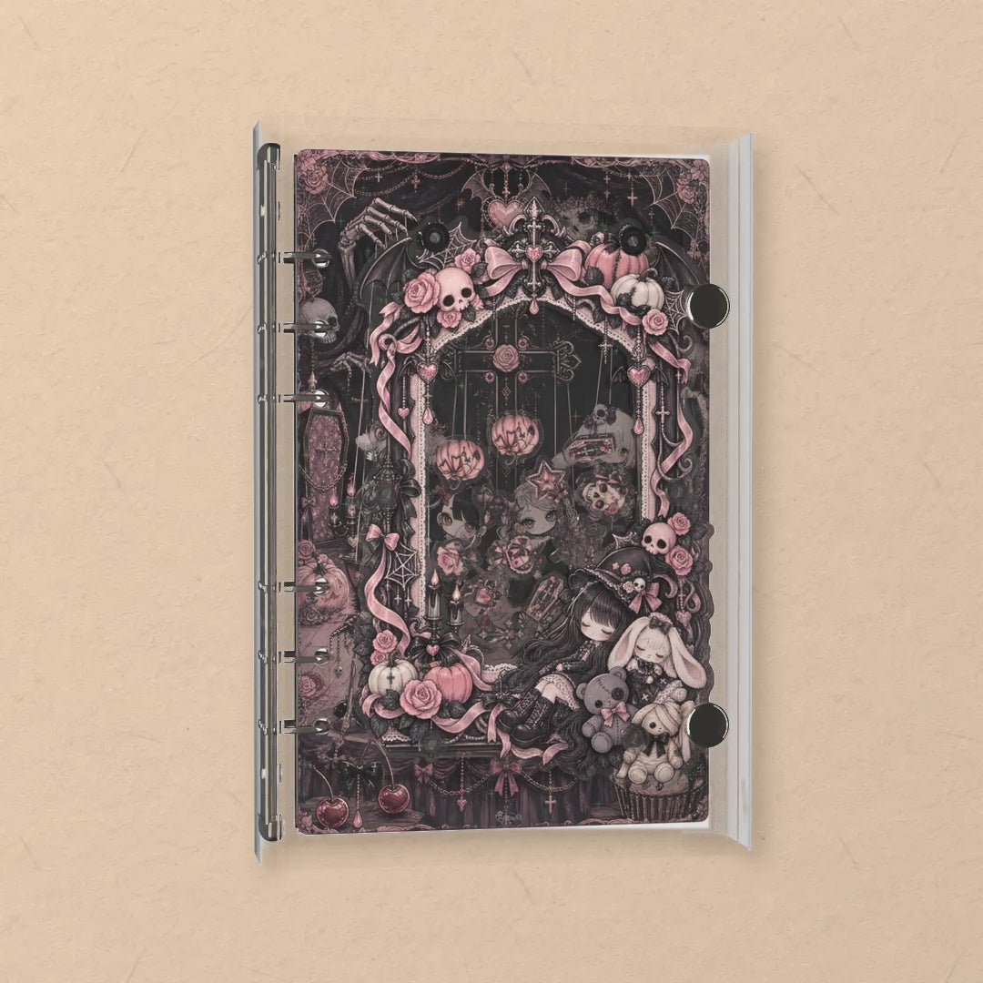 Pink Gothic Halloween shaker notebook: the charms tumble when you shake it