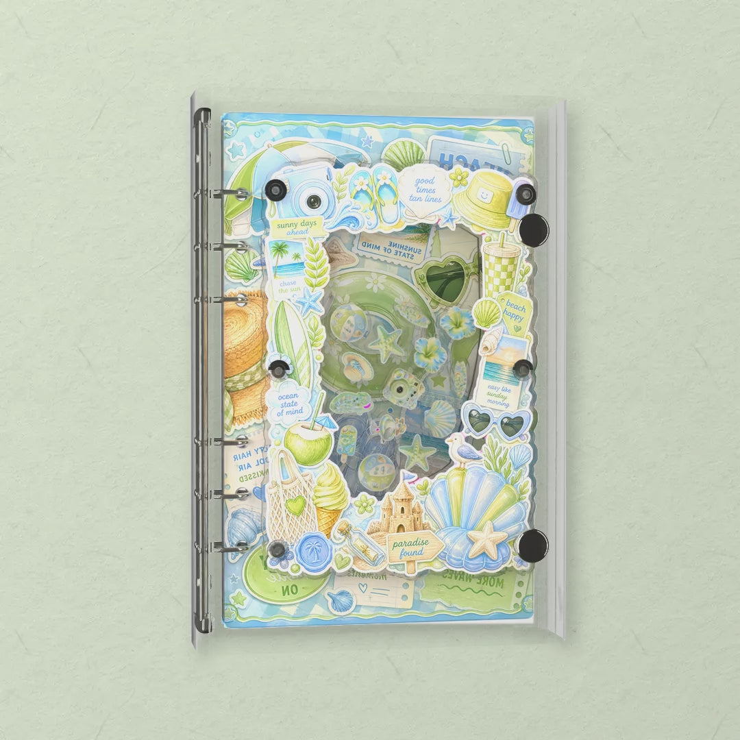 Summer Beach Stickers shaker notebook: the charms tumble when you shake it