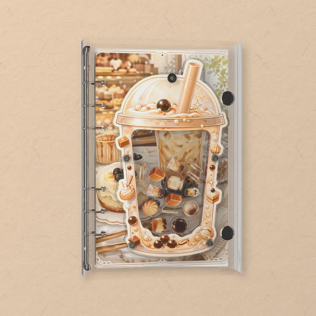 Bubble Tea shaker notebook: the charms tumble when you shake it