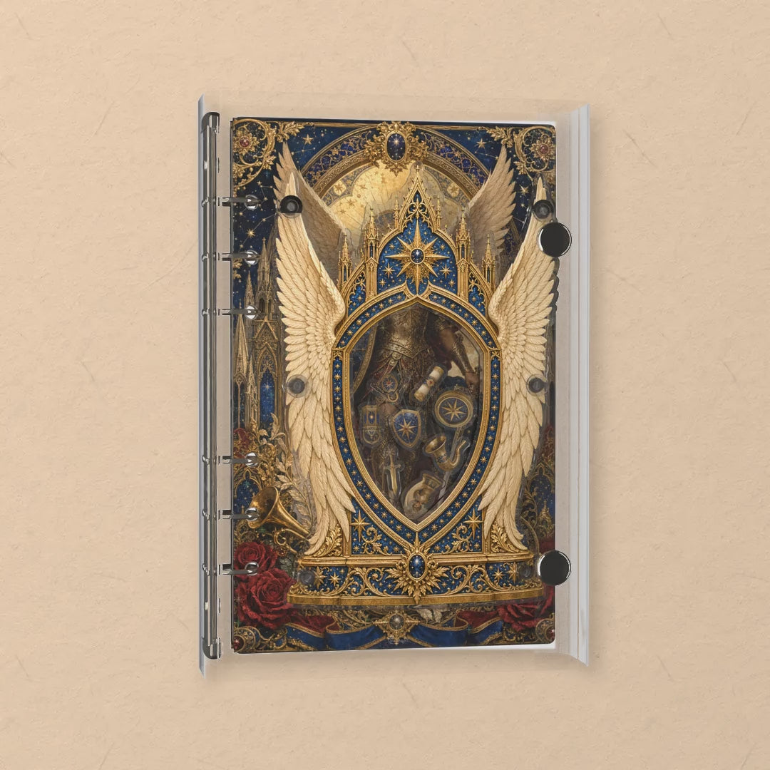 Celestial Angel Wings shaker notebook: the charms tumble when you shake it