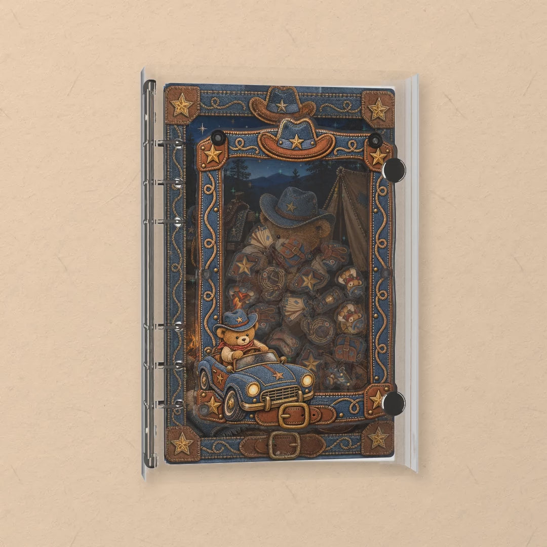 Cowboy Bear Camp shaker notebook: the charms tumble when you shake it
