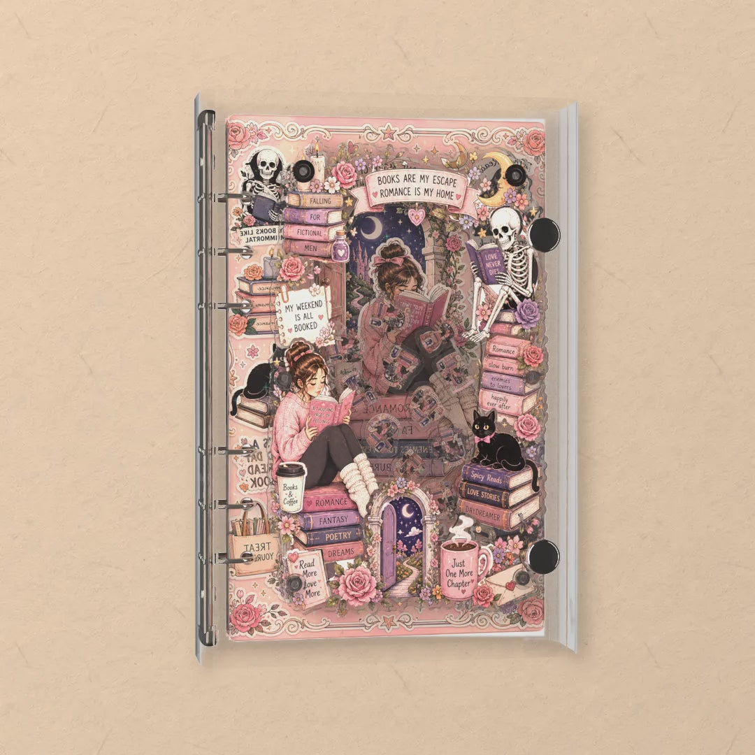 Cozy Book Stack shaker notebook: the charms tumble when you shake it