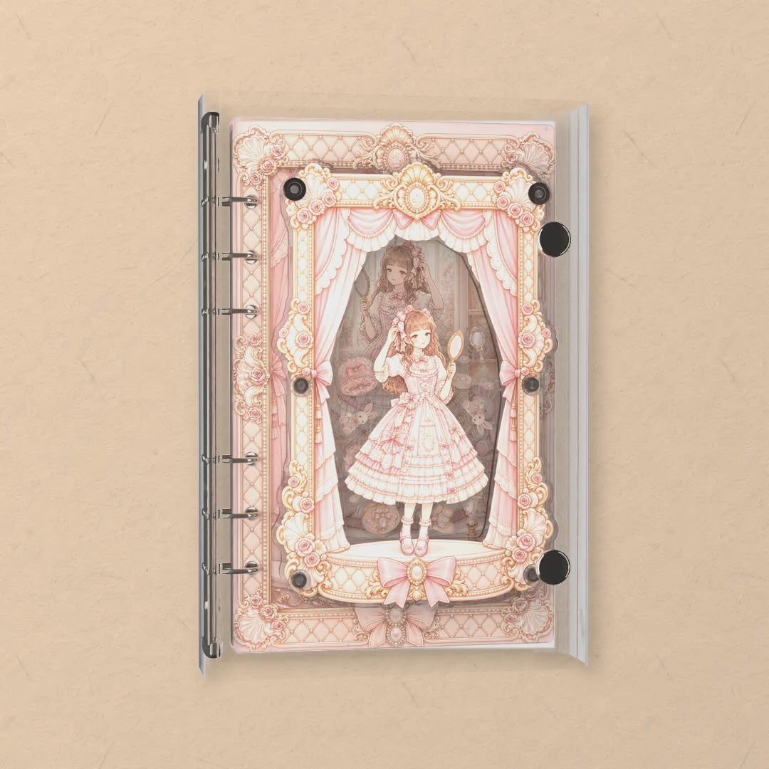 Pink Doll Window shaker notebook: the charms tumble when you shake it