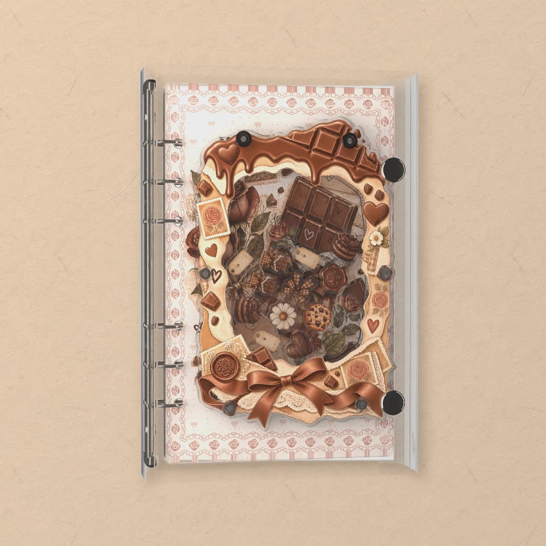 Chocolate Afternoon Tea shaker notebook: the charms tumble when you shake it