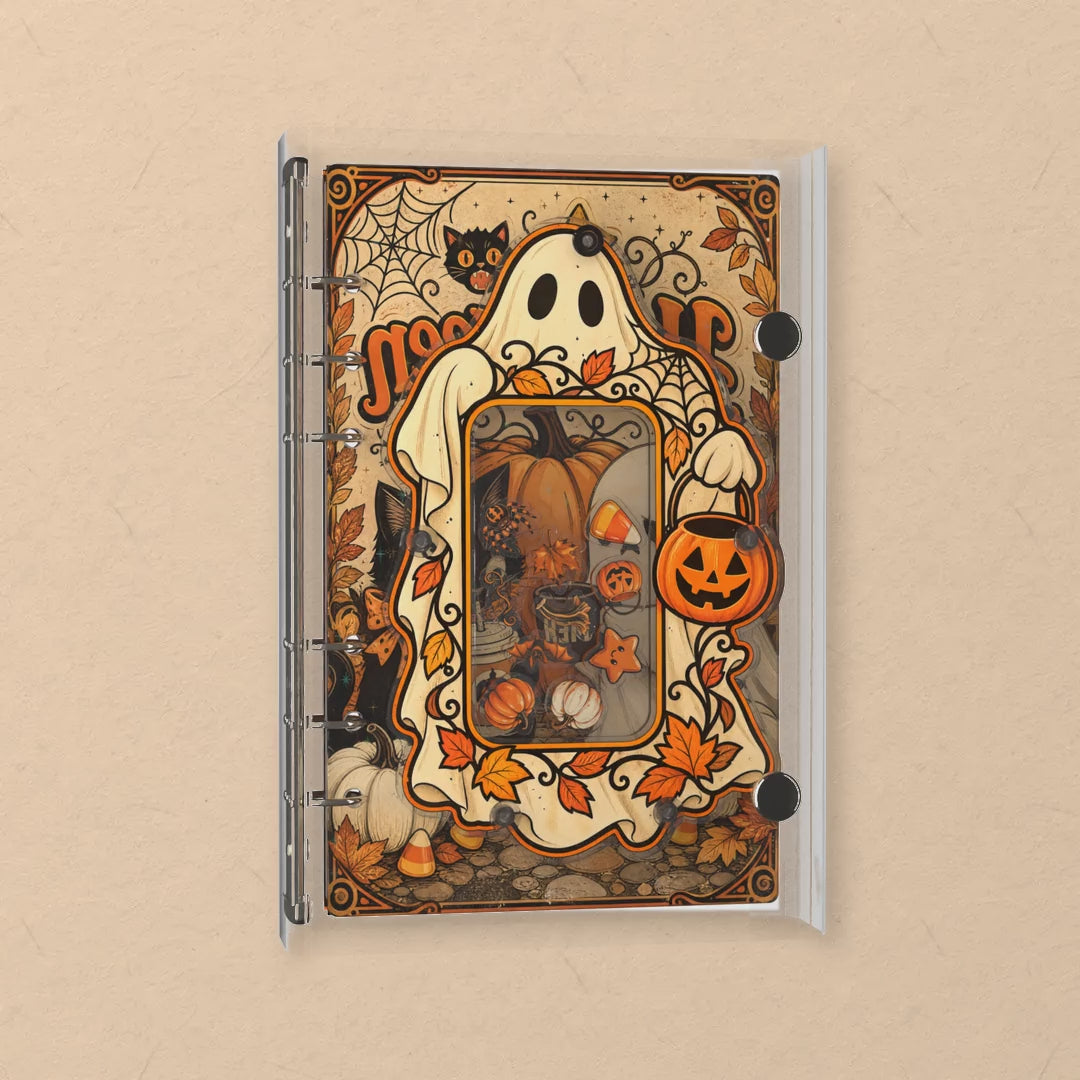 Pumpkin Ghost Halloween shaker notebook: the charms tumble when you shake it
