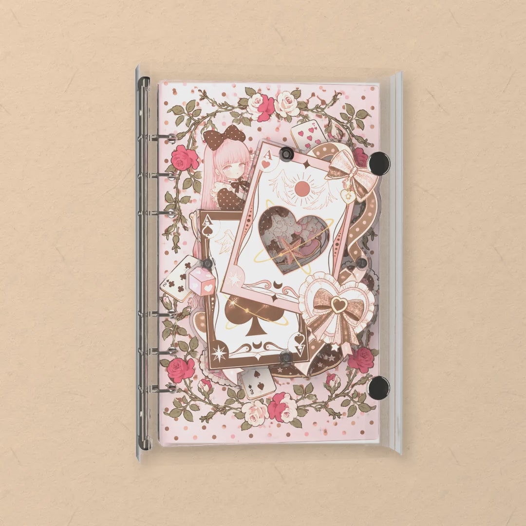 Pink Playing Cards shaker notebook: the charms tumble when you shake it