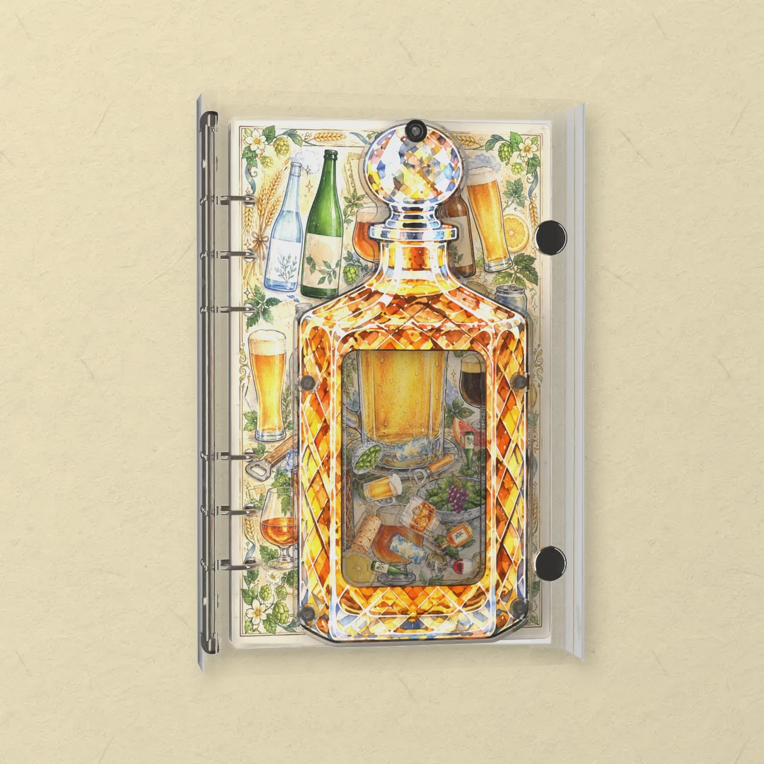 Amber Whisky Decanter shaker notebook: the charms tumble when you shake it