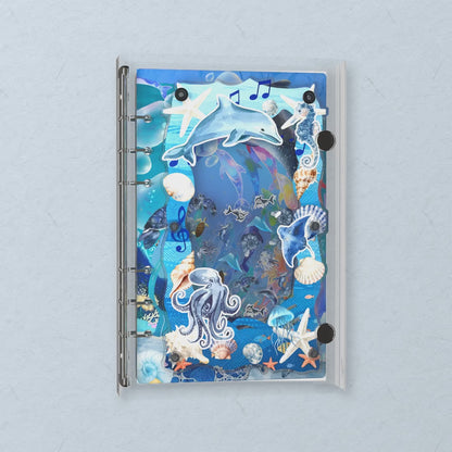 Dolphin Ocean Collage shaker notebook: the charms tumble when you shake it