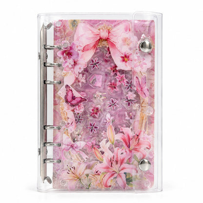 A6 Refillable Shaker Binder - Floral Garden - Pink Lily