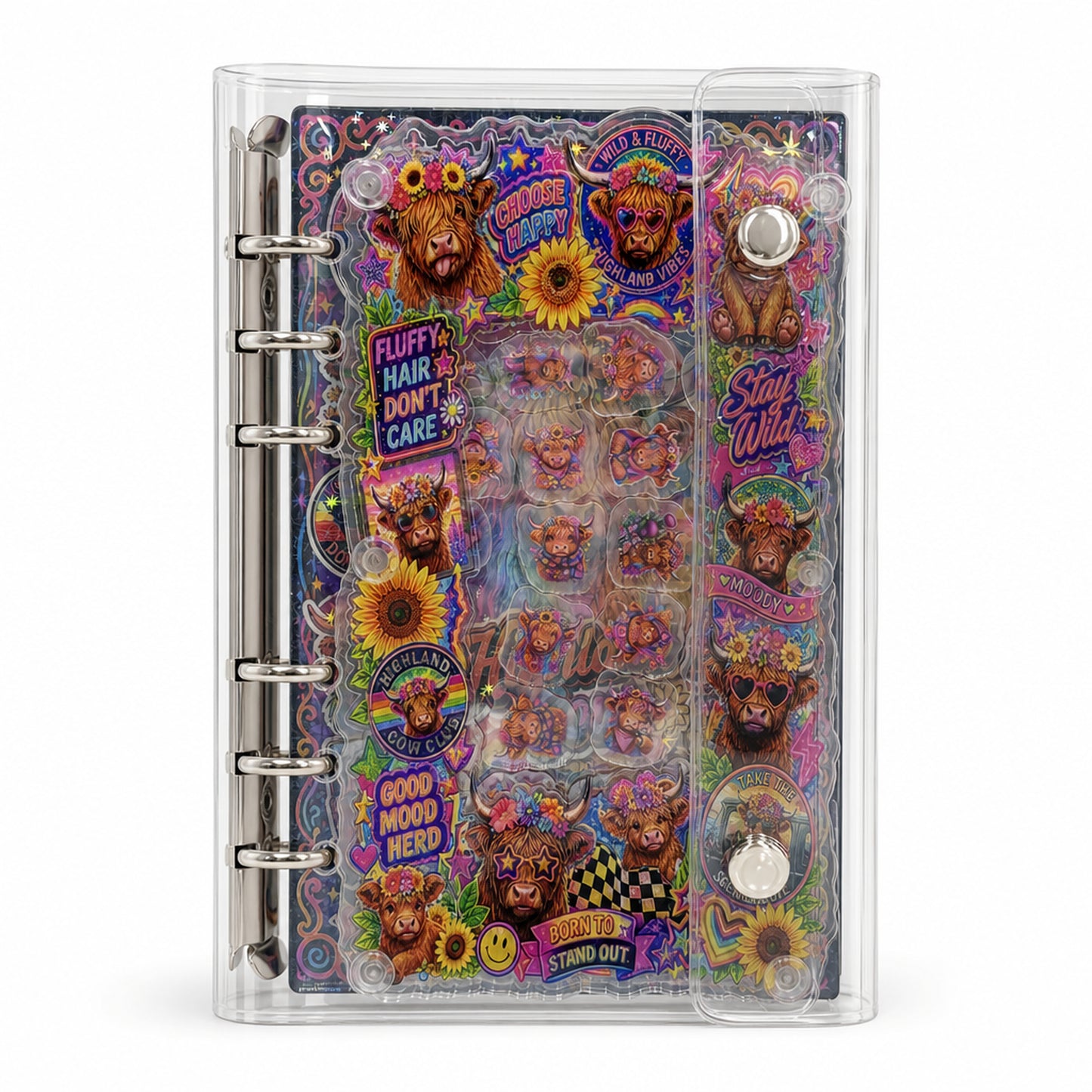 A6 Refillable Shaker Binder - Cute Animals - Owl Sunflower