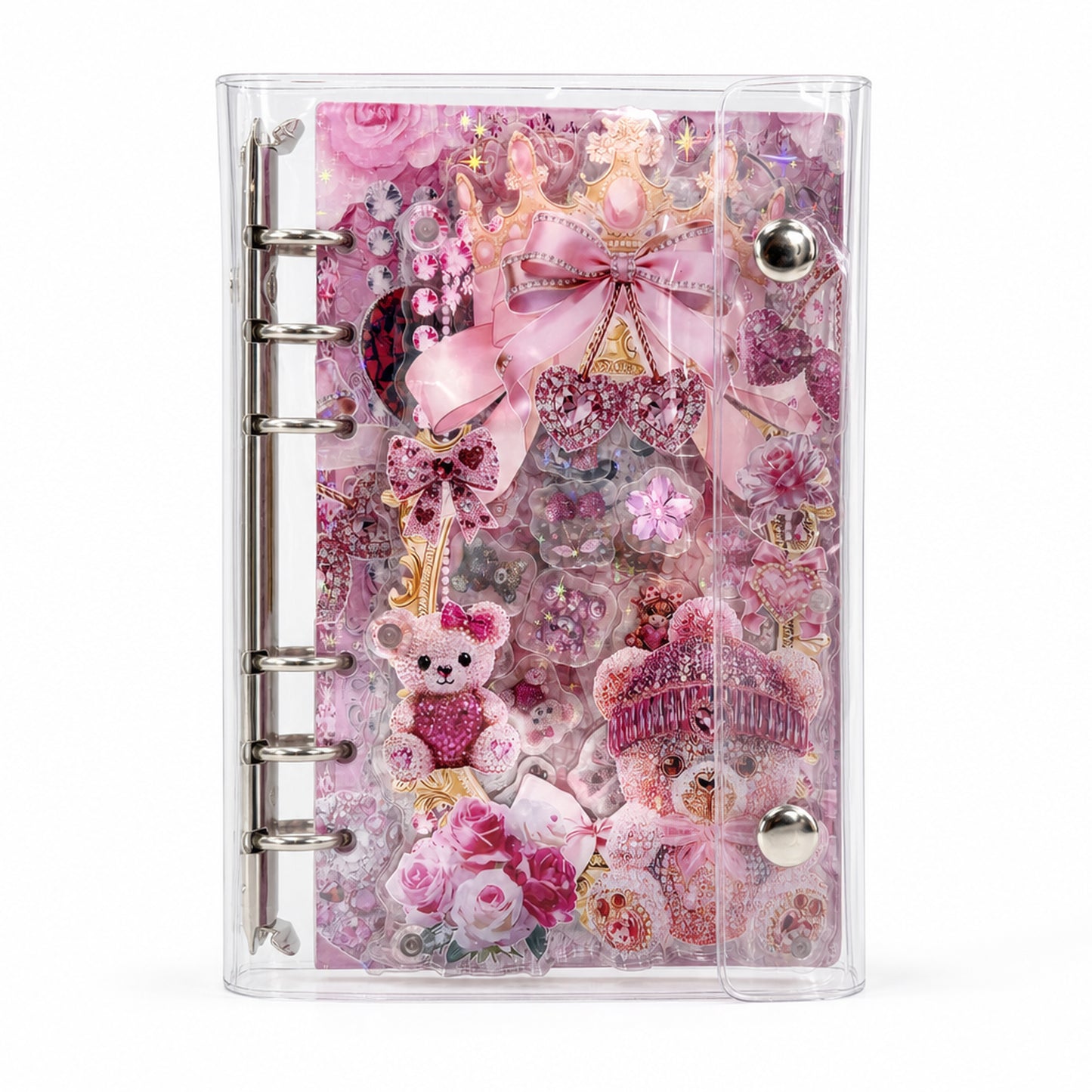 A6 Refillable Shaker Binder - Cute Animals - Pink Bunny